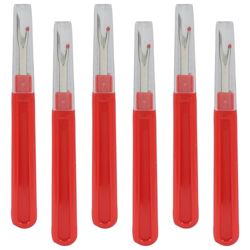 Hordion 6 PCS Seam Ripper Stitch Remover Tool, Red Seam Ripper - color: Red