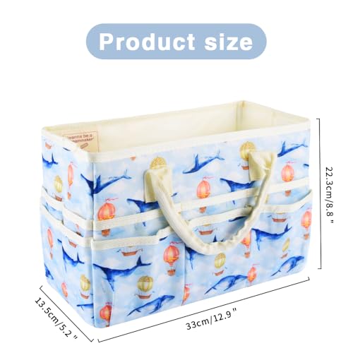 Craft Organizer Tote Bag with Multiple Pockets,Scrapbooking Art Storage - color: Light Whale