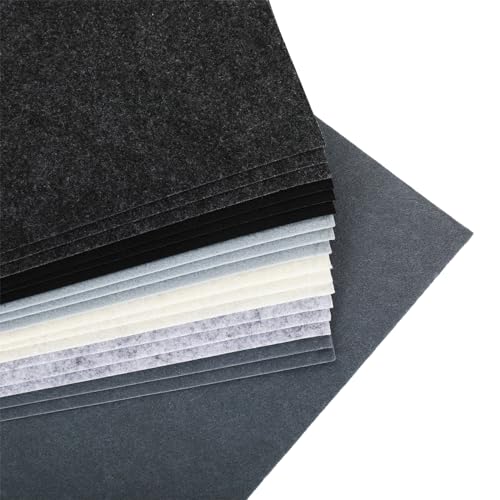 Whaline 18Pcs Black Gray White Felt Fabric Sheets Assorted Soft Thick Craft Felt Pack for DIY Craft Sewing Patchwork Art Projects, 7.9 x 11.8 Inch - color: Black