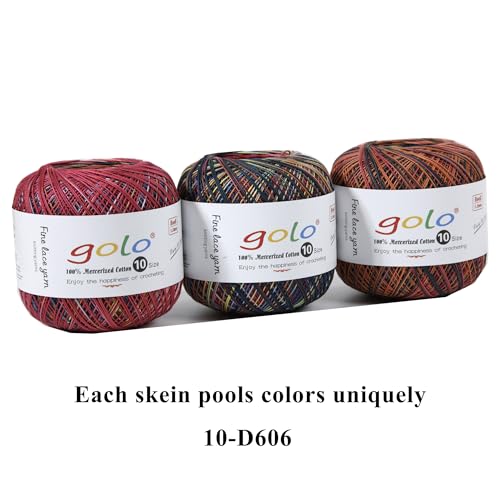 golo Crochet Thread Size10 Space-Dyed Yarn for Hand Knitting D606 - color: D606