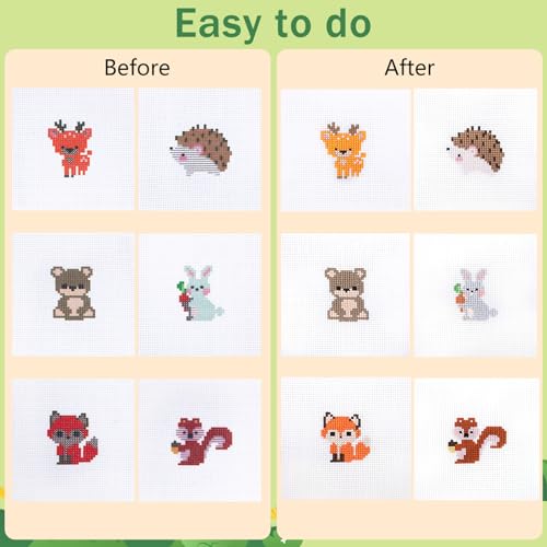 Caydo 6 Pcs Cross Stitch Kit for Kids Embroidery Kits, Needlepoint Kit Kids - color: Woodland Animal