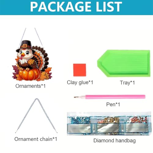 ARPADAMO Hanging Diamonds Art kit for Adult,DIY Thanksgiving Pendant Diamonds Painting Art Kit, 7.6x7.4 inch Acrylic Diamonds Painting Board Kit Ornament, Special Crystal Diamond Hanging Ornament - color: DP01401