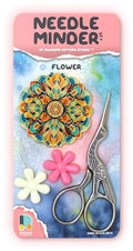 Awesome Pattern Studio Needle Minder Set - Flower Magnetic Needle Minder + 2 Needle Threaders + Crane Scissors. Enamel Pin for Cross Stitch, Embroidery and Craft - size: Flower Set #2