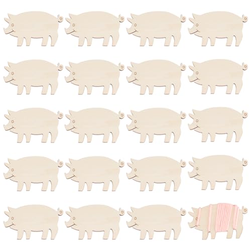 BENECREAT 20Pcs Wooden Animals Floss Bobbins, Pig Shaped Cross Stitch Bobbin Embroidery Thread Cards Winding Plate for DIY Sewing Storage Tool, 2.2x1.3Inch - size: 2.2*1.3*0.15 Inch