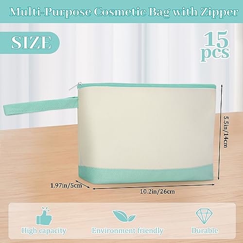 Silkfly 15 Pcs Cotton Canvas Makeup Bags Cosmetic Zipper Bags 10.2 x 5.5 x 2'' Blank DIY Pouch Bulk Pencil Case with Bottom Travel Toiletry Pouch for Women Craft Decor Gift (Novel Colors) - color: Novel Colors