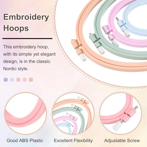 PATIKIL 2 Pieces 3.1" x 3.9" Oval Embroidery Hoops, Adjustable Cross Stitch Hoops Ring ABS Plastic Embroidery Frame Punch Needle Hoop for Sewing, Needlework, DIY Craft, Watermelon Red - color: Watermelon Red, size: 3.1" x 3.9"