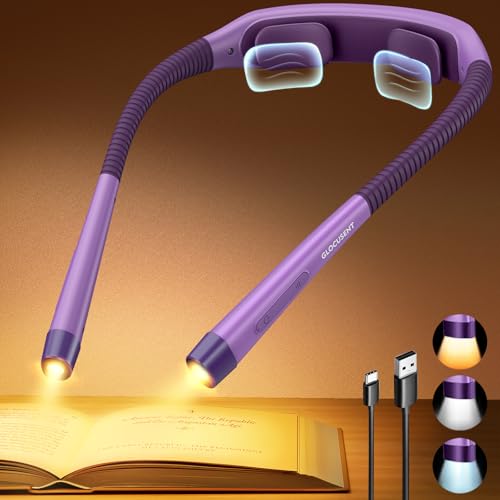 Glocusent Neck Light with Timer, 100 Hours Book Light for Bedtime Reading - color: Purple