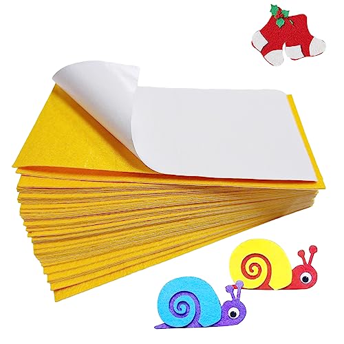 Jtnohx Self Adhesive Felt Sheets Adhesive Backed Felt Fabric Yellow 33Pcs - color: Yellow