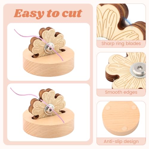 Daisy Thread Cutter, Thread Cutter Blade Tool for Sewing with Flower Shape Solid Wooden Sewing Tools, Yarn Cutters Thre-ads Cutting To-ols Quilting Supplies for Sewin-g Seam