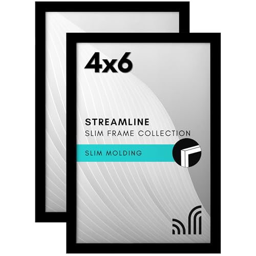 Americanflat 4x6 Picture Frame 2-Pack - Slim Molding - Black - size: 4x6