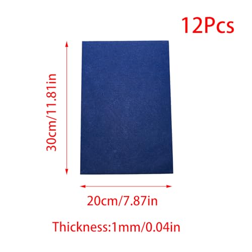 12PCS Felt Sheets for Crafts, Assorted Blue Craft Felt Pack, Soft Fabric Skin Felt for DIY Craft Sewing Patchwork Art Projects, 12 x 8 Inch - color: 3blue, size: 12PCS