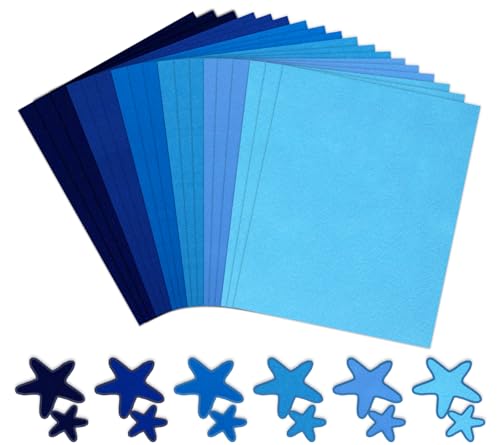 Whaline 18Pcs Blue Felt Fabric Sheets Soft Thick Assorted 6 Colors Craft Felt Pack for DIY Crafts Sewing Patchwork Art Projects, 7.9 x 11.8 Inch - color: Blue