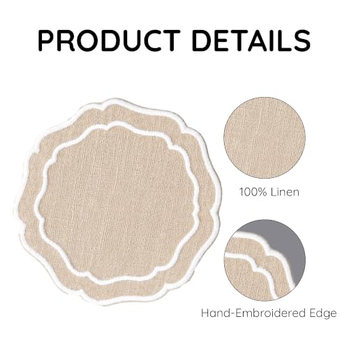 Linen Coasters for Drinks, Set of 6, 6 inch, Taupe - color: 1294 - Taupe, size: 6 inches