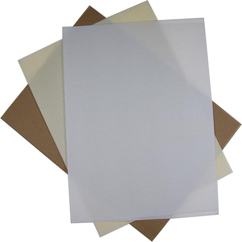 KCS 3 pc of 12" x 18" 14CT Counted Cotton Aida Cloth Cross Stitch Fabric (White+Cream+Khaki) - color: White+cream+khaki