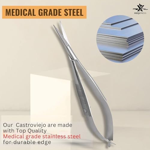 Micro Scissors 4.5" Straight Premium Stainless Steel For Stitch Cutting Sewing Embroidery Scissor Art & Craft Grooming Eyebrow Eyelash Extra Sharp Spring Action Squeeze Applique Scissors.