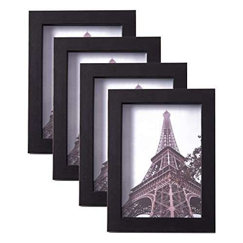 Muzilife 5x7 Shadow Box 3D Picture Frame, Wood & Real Glass, 4 Pack, Black - color: 4pcs 5x7-black