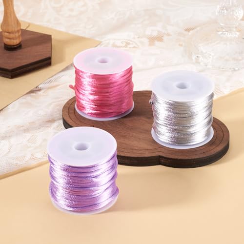 Elecrelive 30 Yards Rattail Cord Silk Rope 2mm Nylon String for Bracelets - color: Pink Purple