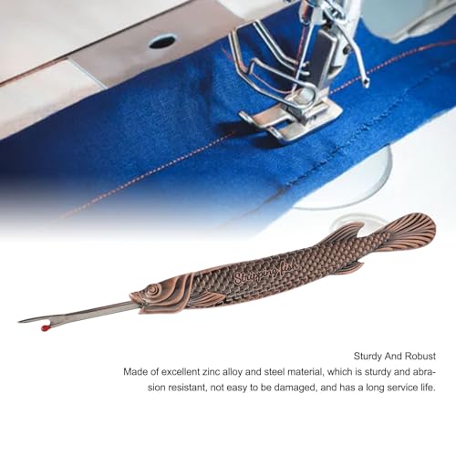 Keenso Multifunctional Sewing Seam Ripper Retro Zinc Alloy and Steel Scissor Tool for Fabric Cutting and Tag Removal, for Needlework Enthusiasts (Red Bronze) - color: Red Bronze