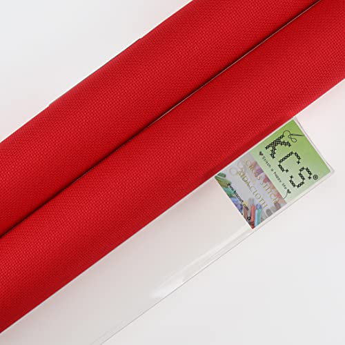 KCS 2 pc of 15" x 18" Counted Cross Stitch Cotton Aida Cloth Needlework Fabric (Red, 18CT) - color: Red, size: 18CT