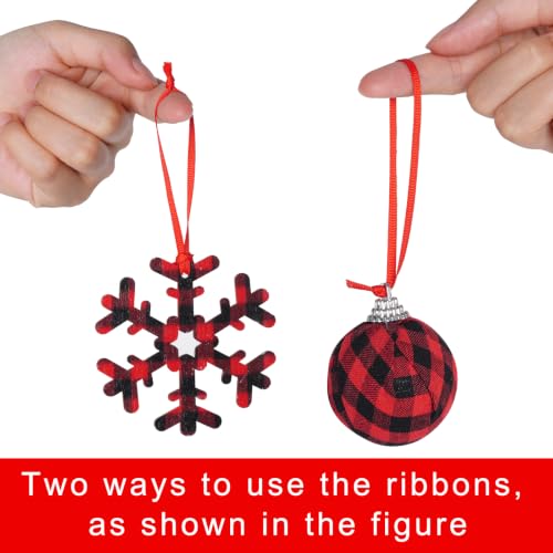 100 Pcs Christmas Ornament Ribbon Hangers, Thin Hand Tied Ornament Ribbon Loops - color: Red