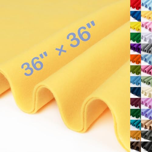 Butter Yellow Felt Fabric Sheet 36" X 36", 1.4mm Thick Large Soft Durable Flexible Craft Felt by The Yard, Nonwoven Fabric for DIY Sewing, Arts and Crafts, Decoration Projects - color: Butter Yellow, size: Cut by the yard