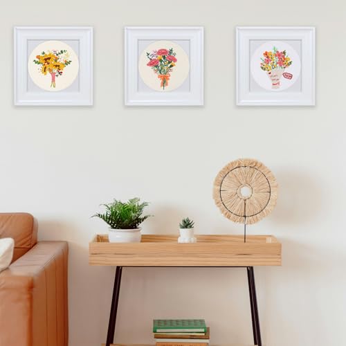 FONNUY Bouquet Flowers Embroidery Kit Love Mom for Beginners, Pre-Stamped Pattern Kits for Adults with Hoop, Easy to Follow Color Thread Needlework, 8'' Hoop (Sunflowers) - color: Sunflowers