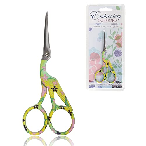 JubileeYarn Pointed Tip Embroidery Craft Stainless Steel Stork Scissors - Yellow - 1 Unit - color: Stork Yellow, size: 1 Unit
