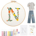 Topapfo Letter N Stick and Stitch Embroidery Patterns Kit for Clothes, Alphabet EmbroideryStabilizers for Beginners Adults Water Dissolve for Clothing Jeans T-Shirts Tote Bags Crafts - color: N