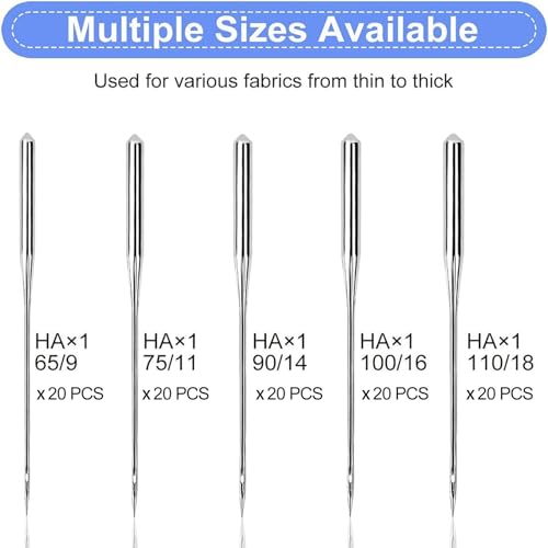 100PCS Sewing Machine Needles, Universal Sewing Machine Needle for Singer, Brother, Janome, Varmax, Needles for Sewing Machine with Sizes HAX1 65/9, 75/11, 90/14, 100/16, 110/18 - style: 100pc Set