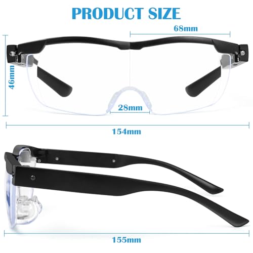 Magnifying Glasses with Light, 200% Magnification, USB Rechargeable - color: Black