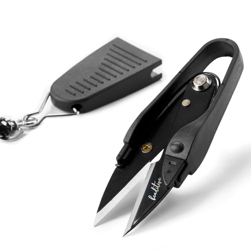 Beaditive Premium Thread Snips - Thread, Yarn, Embroidery Snipper for Sewing, Quilting, Knitting, Jewelry Making - High-Carbon Steel Blades with Protective Cap and Lanyard - color: Black