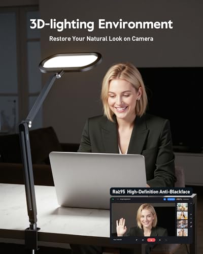 LitONES Dual-Side LED Desk Lamp with Clamp, Soft Light with Stepless Remote - color: Black