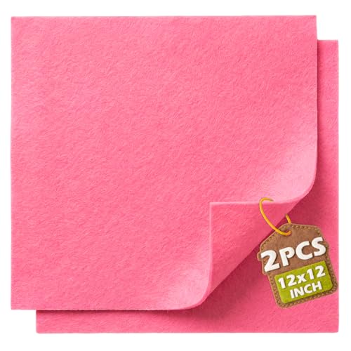 Azalea Pink Soft Felt Sheets for Crafts, 12" x 12", 1.6mm Thick, 2 Pcs - color: Azalea Pink