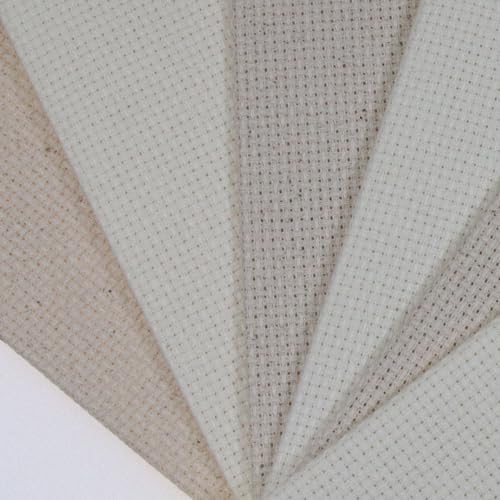 KCS 6 pc of 12" x 18"(30cmx45cm) 14CT Counted Cotton Aida Cloth Cross Stitch Fabric (Antique White+Oatmeal) - color: Antique White+oatmeal