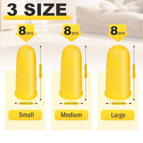 24pcs Silicone Finger Protectors,Rubber Fingers Tips, 3 Sizes