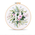 Harimau Letter F Pattern Embroidery Kit for Adult Beginners, Complete Starter Pack with 1 Hoop, Needles, Instruction Guide & Embroidery Stitch Video Tutorials - color: F