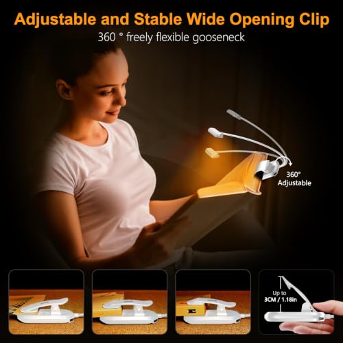 Gritin Rechargeable Book Light for Reading in Bed with 19 LED - color: White