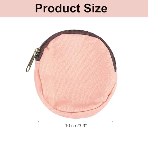 uxcell Mini Canvas Coin Purse Pouch, 3.9" Blank Round Mini Coin Wallet Small Change Purses Portable Organizer Bags with Zipper for Women Men Home DIY, Pink - color: Pink
