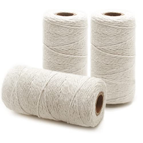Anvin 984 Feet Cotton Twine Natural Jute Twine Packing Twines Bakers Twine Beige Twine Wrapping Butchers Baking Arts and Crafts Gardening(Pack of 3, 10 Ply 2mm Thick) - color: Beige