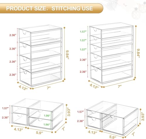 caktraie Acrylic16-Drawer Storage & Makeup Organizer for Desk - size: 16 Drawers