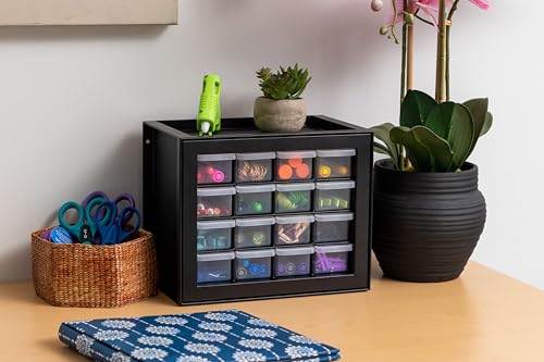 IRIS USA 16-Drawer Small Drawer Organizer, Garage Desk Storage, Black - color: Black, size: 16 Drawer