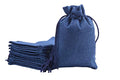 Sansam 50pcs 4.0X5.60 Inch Drawstring Burlap Gift Bags, Jute Jewellery Pouches, Small Navy Lining Burlap Favor Sacks For Herb, Spices, Jute Treat Bags for Christmas, Wedding, Party - color: Navy