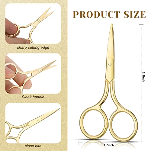 Mudder 5 Pcs Small Facial Hair Scissors Straight Tip Grooming,Gold - color: Gold