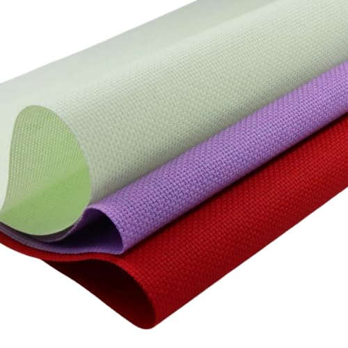 KCS 3 pc of 15" x 18"(38cmx45cm) 16 Count Cross Stitch Cotton Aida Cloth Needlework Rolled Fabric Box,16CT,Light Green+Lavender+Red - color: Light Green+lavender+red, size: 16CT