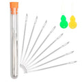 Hekisn Professional Large-Eye Triangle Leather Needles with Threaders for Hand Sewing Repair Stitching Projects (1.83 * 70mm) - size: 1.83*70