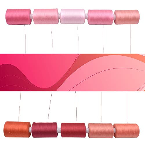 Sewing Thread 10 Color Sewing Industrial Purpose 1000 Yards Per Spool 40S/2 Polyester for DIY Sewing Machine,Embroidery Machine,Hand Sewing (Red) - color: Red