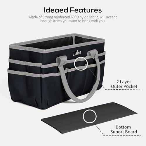 JJRING 600D Nylon Craft & Art Organizer Tote Bag With Pockets, Silver - color: Silver, size: Small