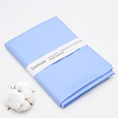 Sky Blue Cotton Fabric 1 Yard, 100% Natural Cotton Poplin Fabric by The Yard, 59 Inches Wide Lining Fabric for Sewing Apparel Cloth Hard-Wearing & High-Density Embroidery Quilting, Sewing Material - color: Sky Blue, size: 1Y