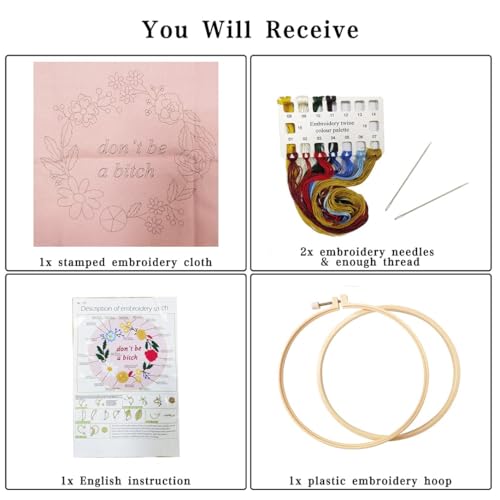 Nuberlic Funny Embroidery Kit for Beginners, Cross Stitch Kits - color: funny