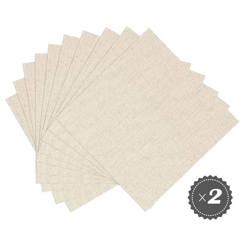 20 PCS Linen Embroidery Fabric, 12 × 12 Inch Natural Color Fabric - color: Natural Color, size: 12×12 Inch
